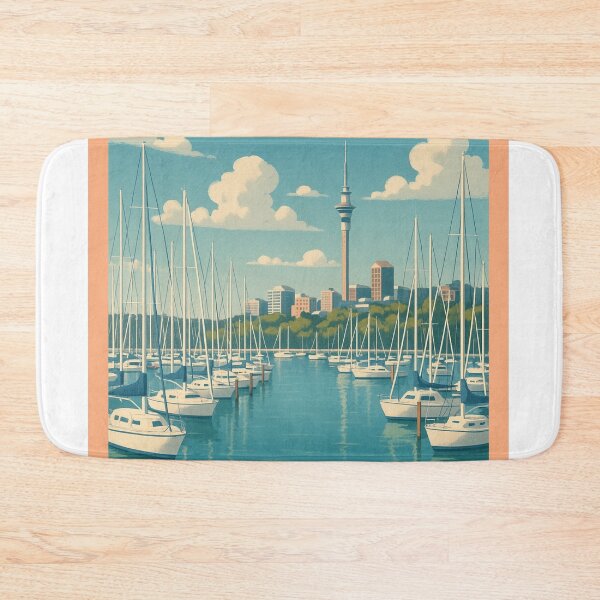 Item preview, Auckland Westhaven Marina with Sailboats and Sky Tower designed and sold by Aryabek.