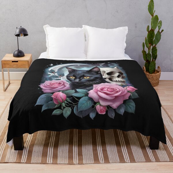 Item preview, Black Cat Roses Skull Halloween T-Shirt designed and sold by candiscamera.