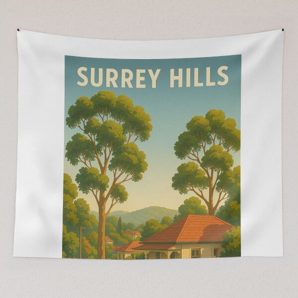 Item preview, Surrey Hills Australia with Retro House and Car designed and sold by Aryabek.