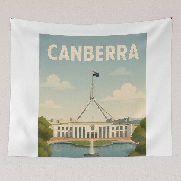 Item preview, Canberra Parliament House with Flag and Fall Colors designed and sold by Aryabek.