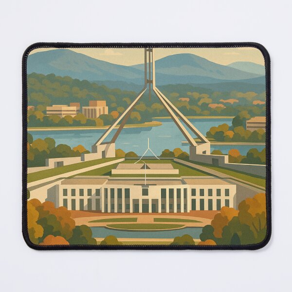 Item preview, Canberra Parliament House and Fountain Reflection designed and sold by Aryabek.