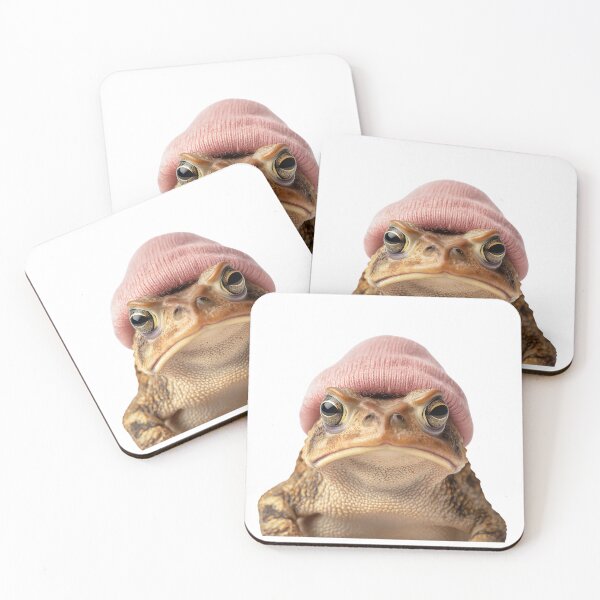 Item preview, Cozy American Toad Wearing Pink Winter Hat Trendy Animal Fashion Artwork designed and sold by LazyOwlStore.