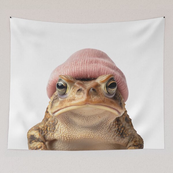 Item preview, Cozy American Toad Wearing Pink Winter Hat Trendy Animal Fashion Artwork designed and sold by LazyOwlStore.