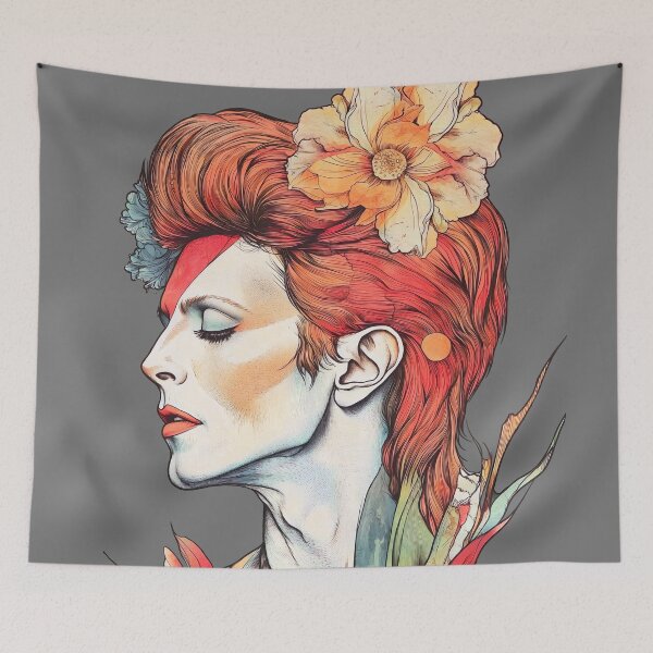 Item preview, Floral Aladdin Sane – David Bowie W Portrait with Lightning Bolt & Flowers designed and sold by Shoot-The-Moon.