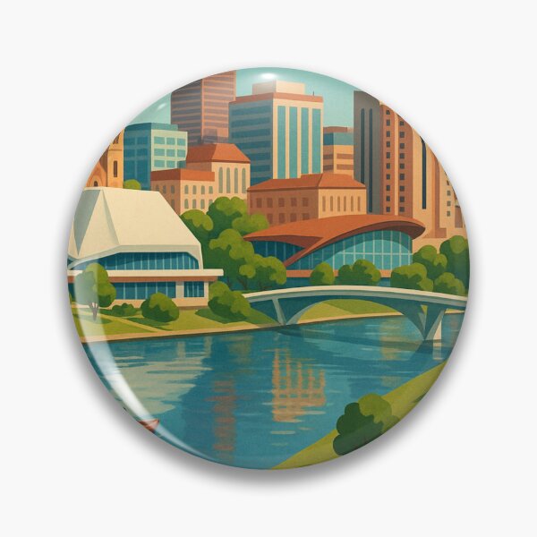 Item preview, Adelaide Skyline and River Torrens with Rowboat designed and sold by Aryabek.