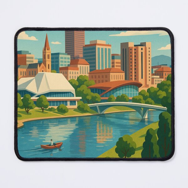 Item preview, Adelaide Skyline and River Torrens with Rowboat designed and sold by Aryabek.