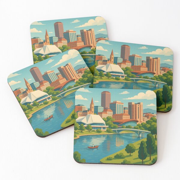 Item preview, Adelaide Skyline and River Torrens with Rowboat designed and sold by Aryabek.
