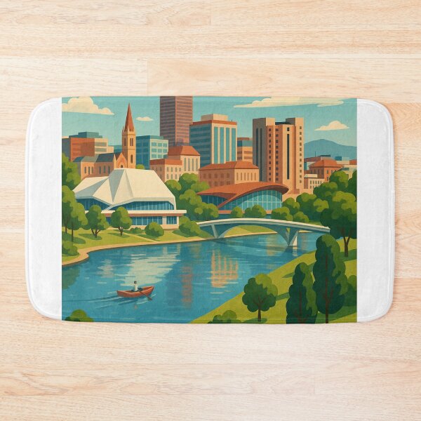 Item preview, Adelaide Skyline and River Torrens with Rowboat designed and sold by Aryabek.