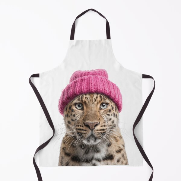 Item preview, Cozy Amur Leopard Wearing Pink Winter Hat Trendy Animal Fashion Artwork designed and sold by LazyOwlStore.