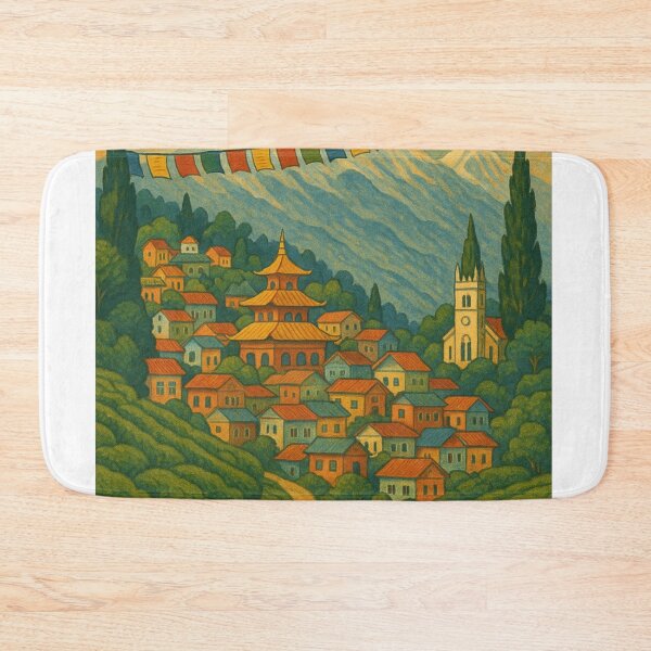 Item preview, Darjeeling Tea Hills with Monastery and Prayer Flags designed and sold by Aryabek.