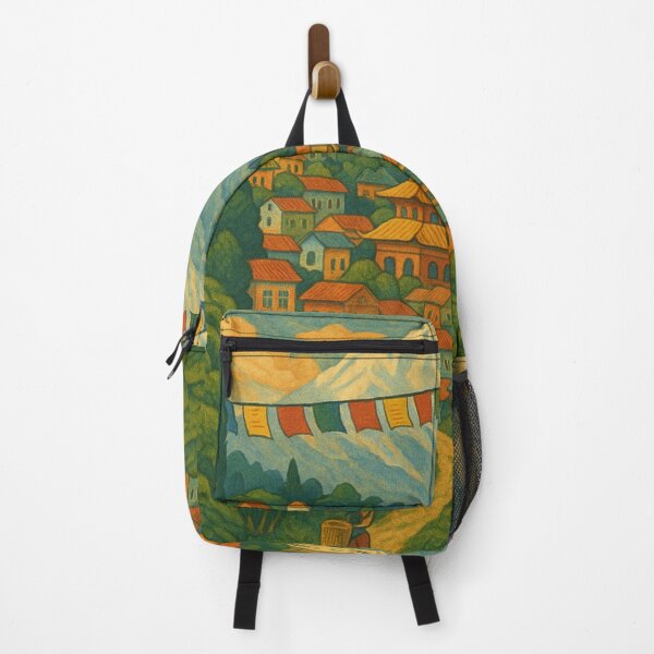 Item preview, Darjeeling Tea Hills with Monastery and Prayer Flags designed and sold by Aryabek.