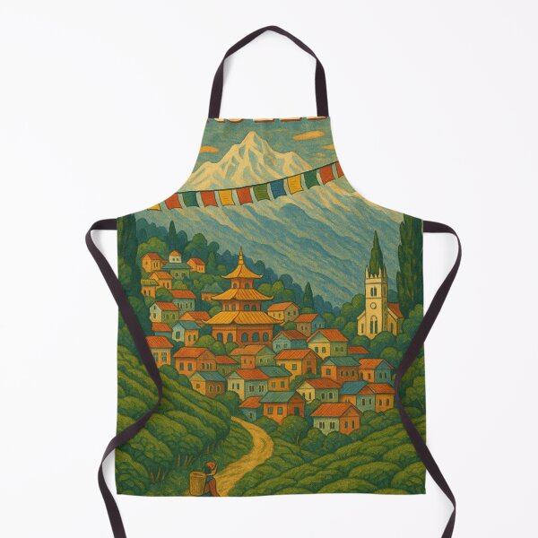 Item preview, Darjeeling Tea Hills with Monastery and Prayer Flags designed and sold by Aryabek.