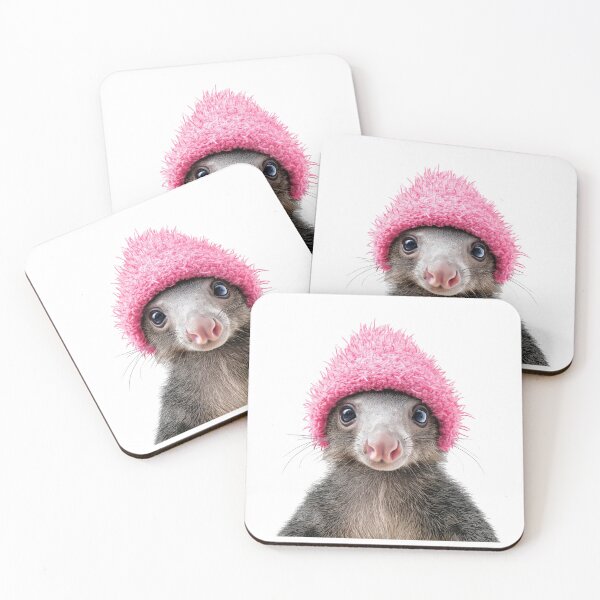Item preview, Cozy Anteater Wearing Pink Winter Hat Trendy Animal Fashion Artwork designed and sold by LazyOwlStore.