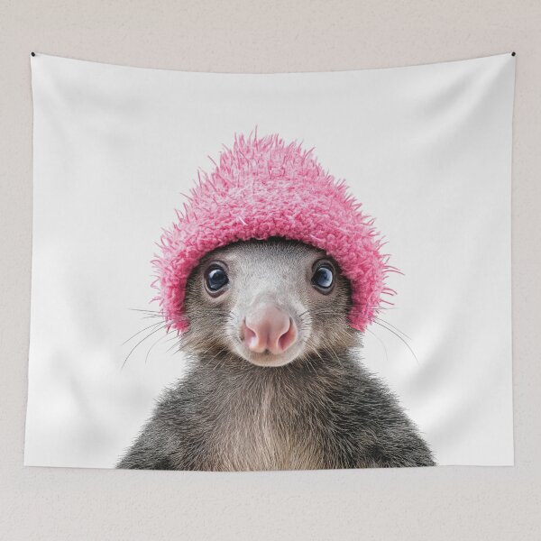 Item preview, Cozy Anteater Wearing Pink Winter Hat Trendy Animal Fashion Artwork designed and sold by LazyOwlStore.