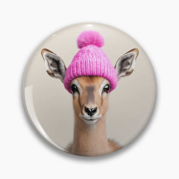 Item preview, Cozy Antelope Wearing Pink Winter Hat Trendy Animal Fashion Artwork designed and sold by LazyOwlStore.