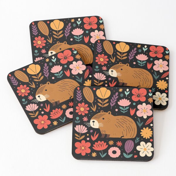 Aperçu de l'œuvre Un mignon cochon d'Inde profitant de fleurs colorées par heidiannemorris © créée et vendue par FOLK ART FUSION by heidiannemorris.