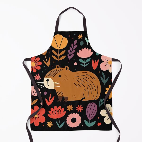Aperçu de l'œuvre Un mignon cochon d'Inde profitant de fleurs colorées par heidiannemorris © créée et vendue par FOLK ART FUSION by heidiannemorris.