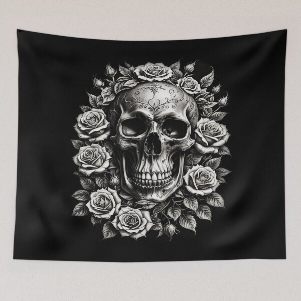 Item preview, Ornate Floral Skull designed and sold by MixedMediaPrint.