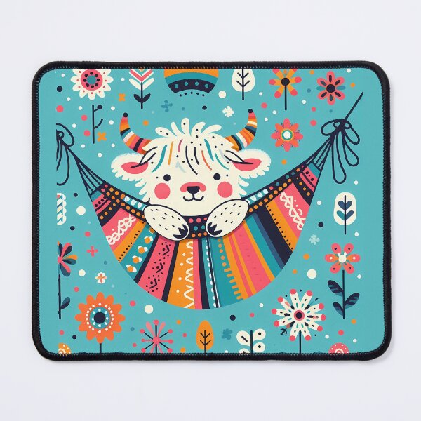 Item preview, Cute Joyful Calf in Hammock Among Vibrant Blooms by heidiannemorris © designed and sold by FOLK ART FUSION by heidiannemorris.