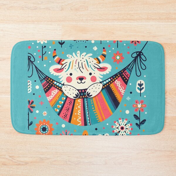Item preview, Cute Joyful Calf in Hammock Among Vibrant Blooms by heidiannemorris © designed and sold by FOLK ART FUSION by heidiannemorris.
