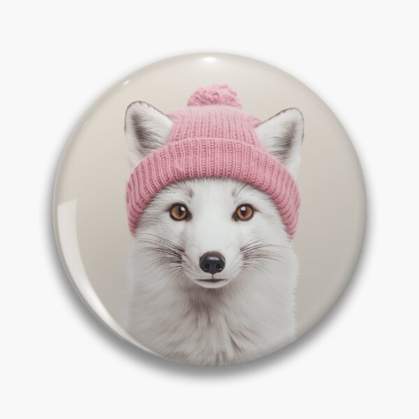 Artikelvorschau, Gemütlicher Polarfuchs mit rosa Wintermütze, trendiges Tiermode-Kunstwerk entworfen und verkauft von LazyOwlStore.