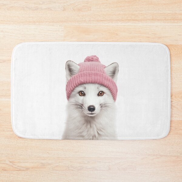 Item preview, Cozy Arctic Fox Wearing Pink Winter Hat Trendy Animal Fashion Artwork designed and sold by LazyOwlStore.