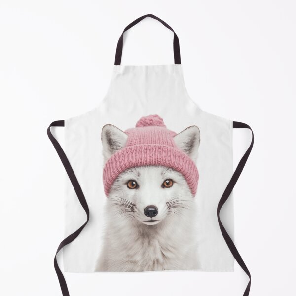 Item preview, Cozy Arctic Fox Wearing Pink Winter Hat Trendy Animal Fashion Artwork designed and sold by LazyOwlStore.