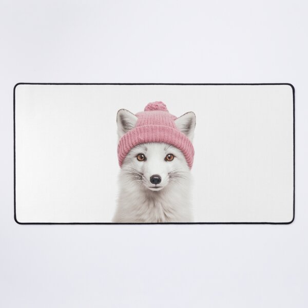 Item preview, Cozy Arctic Fox Wearing Pink Winter Hat Trendy Animal Fashion Artwork designed and sold by LazyOwlStore.