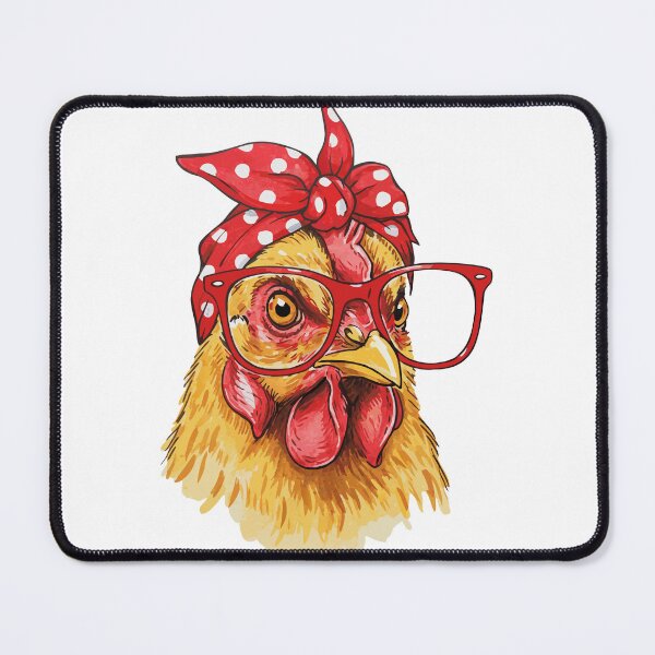 Item preview, Mama Hen – Funny Cartoon Chicken with Polka Dot Scarf & Glasses designed and sold by EmeraldeaArt.