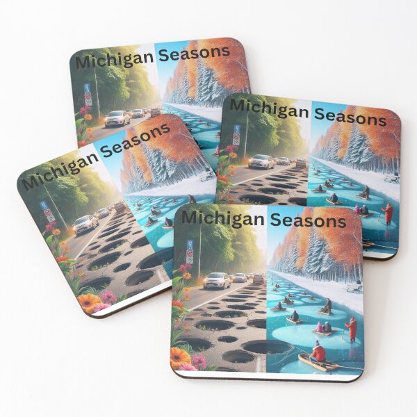 Item preview, Michigan Seasons: Potholes to Ice Hole Fishing - A Humorous Take designed and sold by NoveltyandFun.