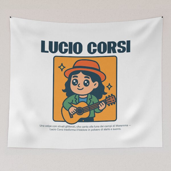 Item preview, Lucio Corsi Illustrazione Vintage Folk Rock con Chitarra designed and sold by DineshArtShop.