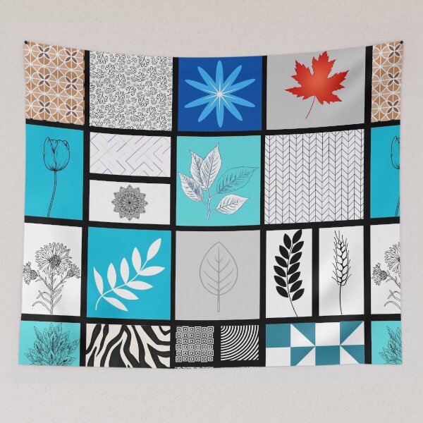 Item preview, Modern Botanical & Geometric Pattern Collage – Minimalist Floral & Abstract Art designed and sold by thoratsdesign.