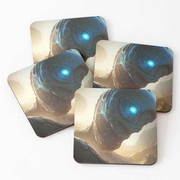 Item preview, Futuristic Alien Robot with Glowing Blue Eye designed and sold by Ink Art Design.