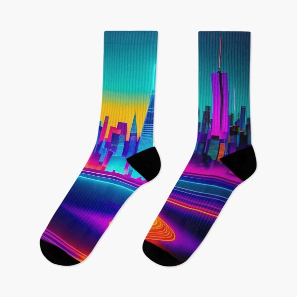 Artikelvorschau, Große Neon City Skyline Abstrakte Kunst entworfen und verkauft von Esterlane.