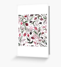 Watercolor pattern with abstract flowers. Greeting Card