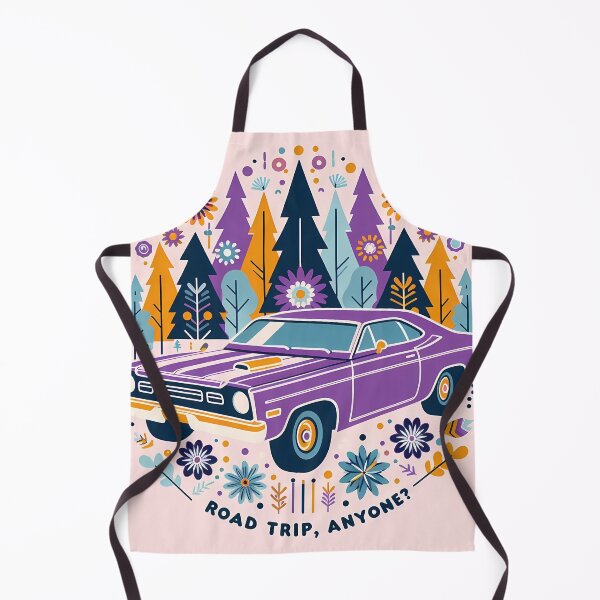 Item preview, ROAD TRIP, ANYONE? Purple Retro Car Whimsical Adventure by heidiannemorris © designed and sold by FOLK ART FUSION.