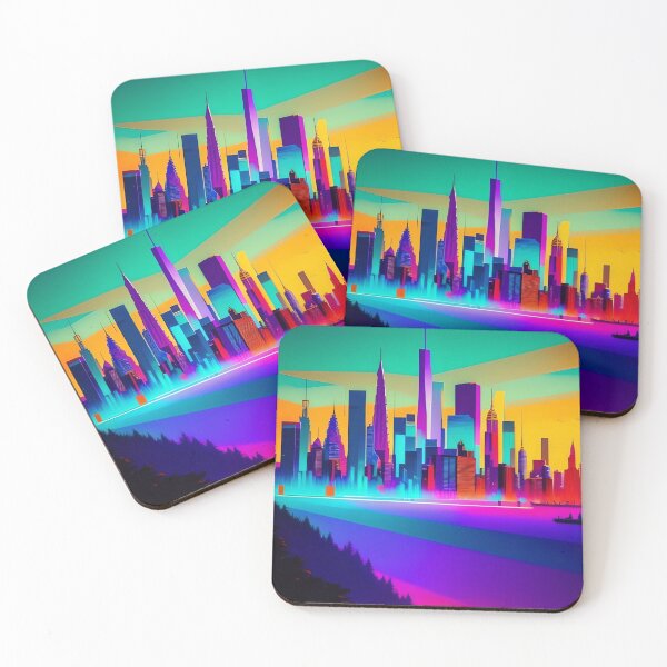 Item preview, Bold Neon Skyline Abstract Art designed and sold by Esterlane.