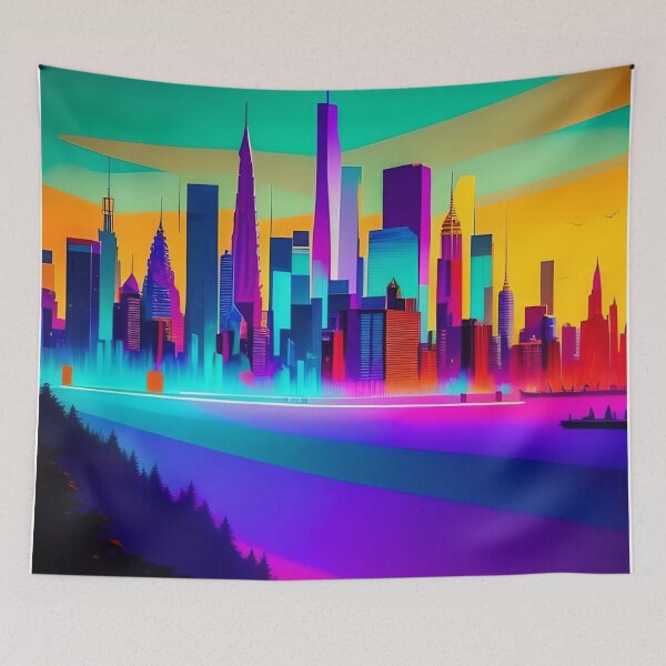 Item preview, Bold Neon Skyline Abstract Art designed and sold by Esterlane.