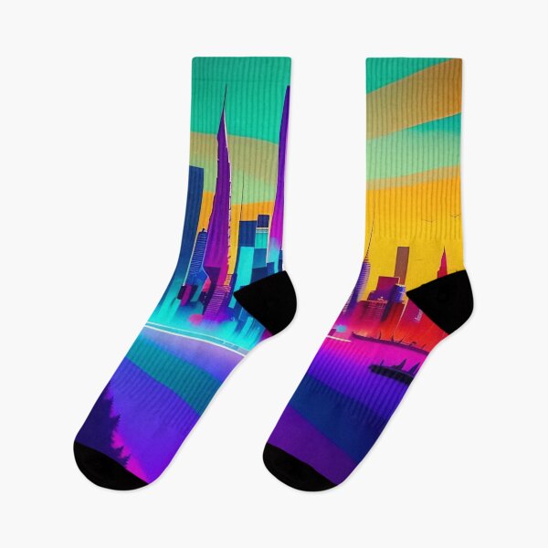 Item preview, Bold Neon Skyline Abstract Art designed and sold by Esterlane.