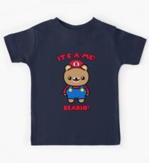 Cute Bear Funny Kawaii Mario Parody Kids Tee