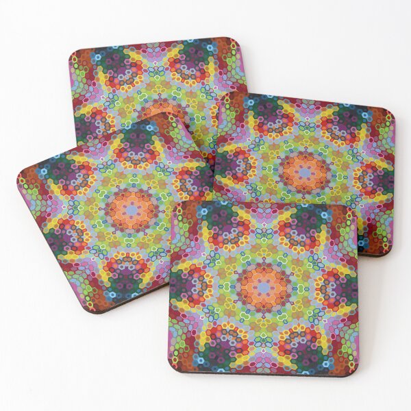 Item preview, Hex Mandala Green Pink and Orange designed and sold by WormholeOrbital.