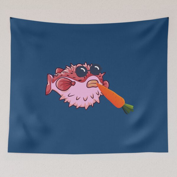 Item preview, Puffer Fish Snacks Carrot Blue Glasses designed and sold by Zakrytos ★★★★★.