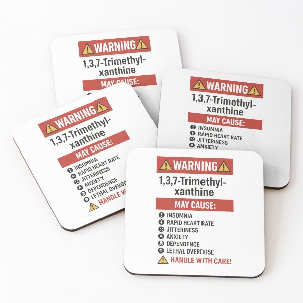 Item preview, Caffeine Warning Poster – 1,3,7-Trimethylxanthine Side Effects (Funny Chemistry Art) designed and sold by CyberArtistOne.