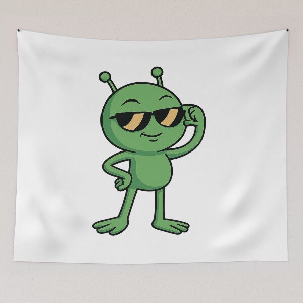 Item preview, Confident Alien with Sunglasses – Space Swagger Cartoon designed and sold by SpectrumCreations.