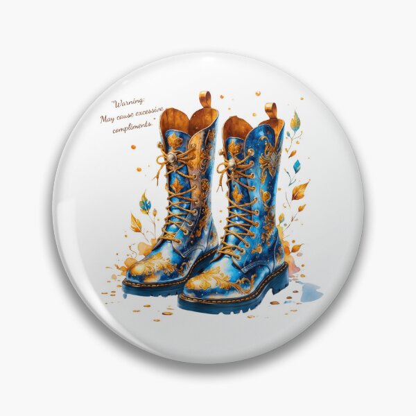 Item preview, "Enchanted Forest Blue Boots - Whimsical Fantasy Footwear Art Print | Warning: May Cause Excessive Compliments" designed and sold by Frame of Mind .