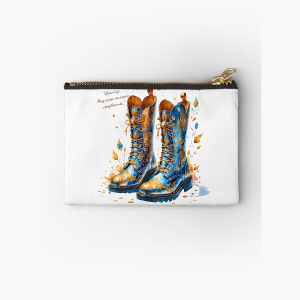 Item preview, "Enchanted Forest Blue Boots - Whimsical Fantasy Footwear Art Print | Warning: May Cause Excessive Compliments" designed and sold by Frame of Mind .