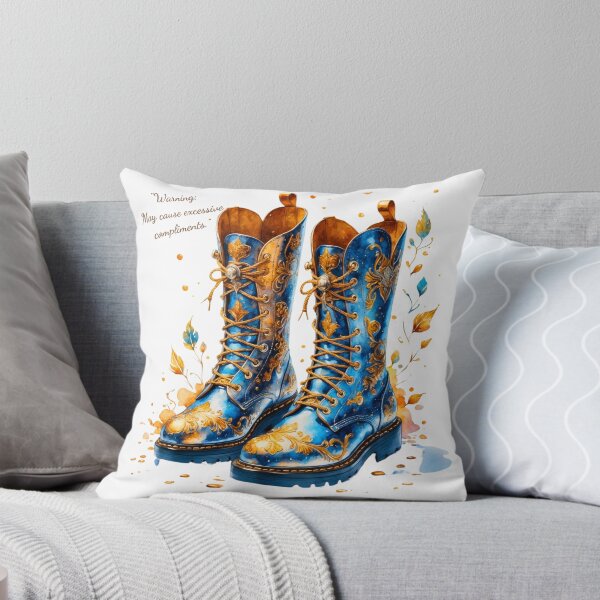 Item preview, "Enchanted Forest Blue Boots - Whimsical Fantasy Footwear Art Print | Warning: May Cause Excessive Compliments" designed and sold by Frame of Mind .