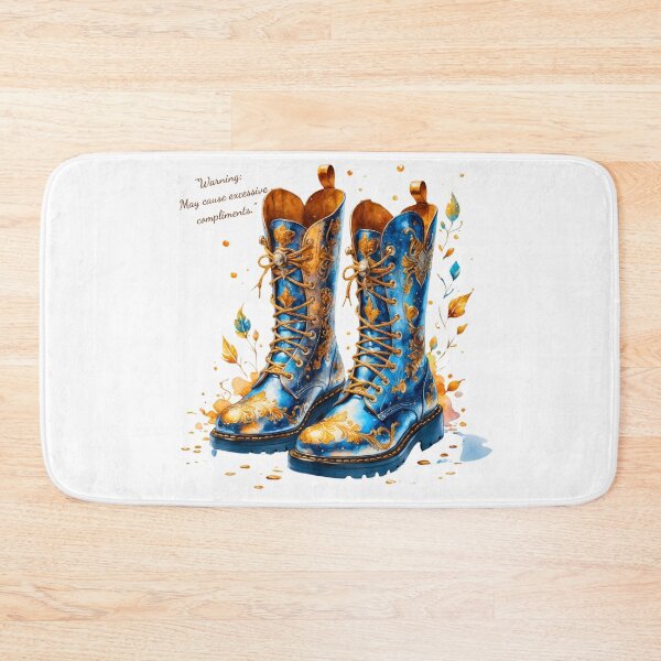 Item preview, "Enchanted Forest Blue Boots - Whimsical Fantasy Footwear Art Print | Warning: May Cause Excessive Compliments" designed and sold by Frame of Mind .