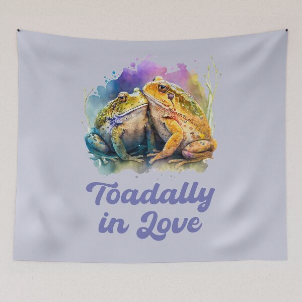 Item preview, Toadally in Love – Cute Watercolor Frog Couple with Pun designed and sold by EmeraldeaArt.