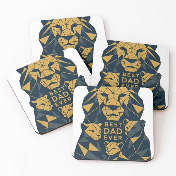 Item preview, Geometric Lion Dad with Cubs - Best Dad Ever Polygonal Art designed and sold by LessSugar.